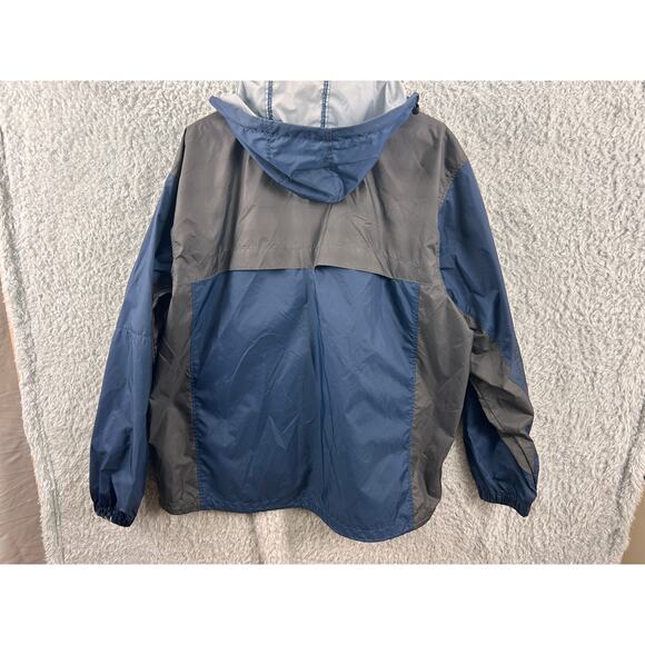 Columbia Men’s XL Waterproof Windbreaker Hooded Jacket Blue Gray Nylon - Picture 6 of 9